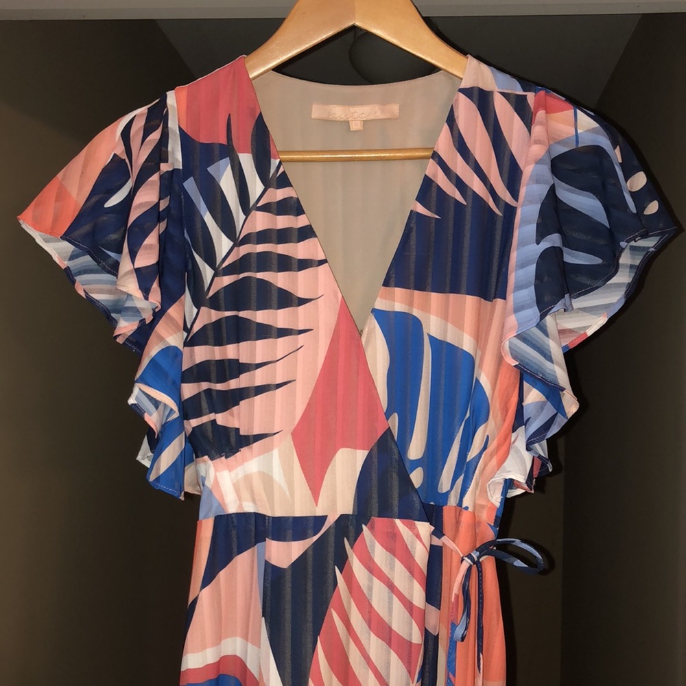 Hutch by Anthropologie Talia Tropical Print Wrap Maxi Dress, EUC. Retail $398.